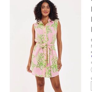 MODAPOSA Carlotta Shirt Dress Abstract Flower Candy Pink Lime Size L
